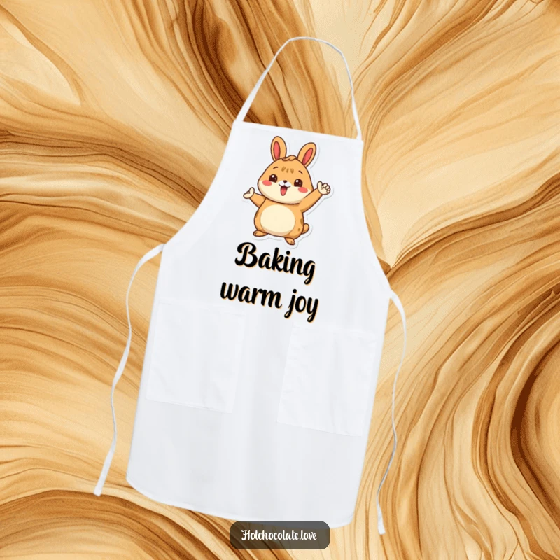Funny apron with a proud cinnamon bun character in a warm, inviting pose, adding humor and sweetness to kitchen activities.