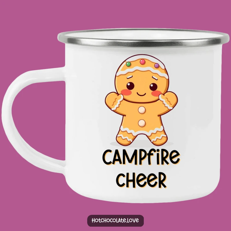 Funny Gingerbread Camping Mug: Clapping Cookie, Holiday Adventure, Perfect Gift