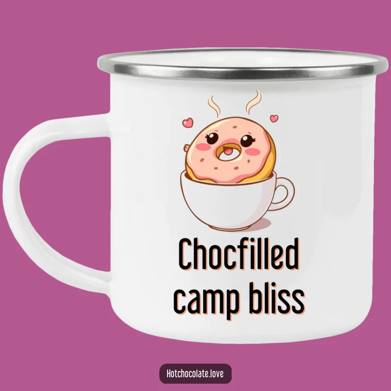 Funny Donut Camping Mug: Bouncy Character Hot Chocolate Drinkware