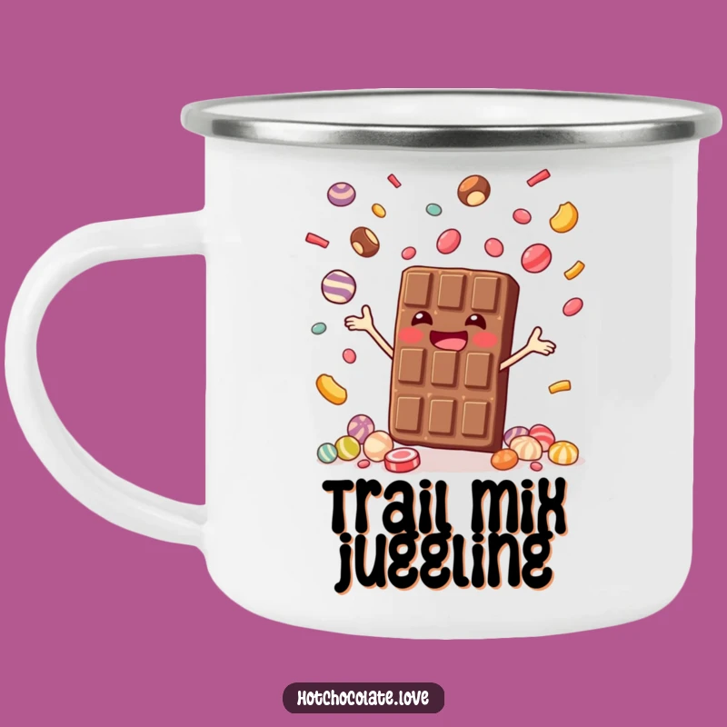 Durable Funny Chocolate Bar Juggling Camping Mug - Sweet Campfire Companion!