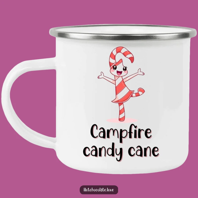 Funny Candy Cane Camping Mug: Pirouette Design, Festive Outdoor Gift