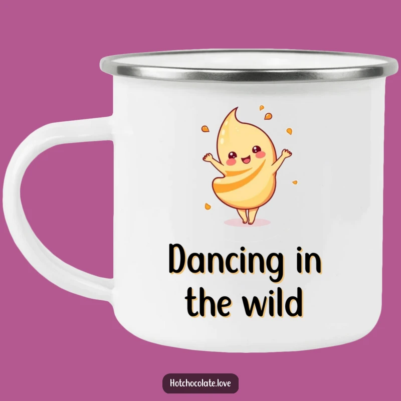 Funny Caramel Swirl Camping Mug: Enjoy Sweet Sips with a Playful Dance