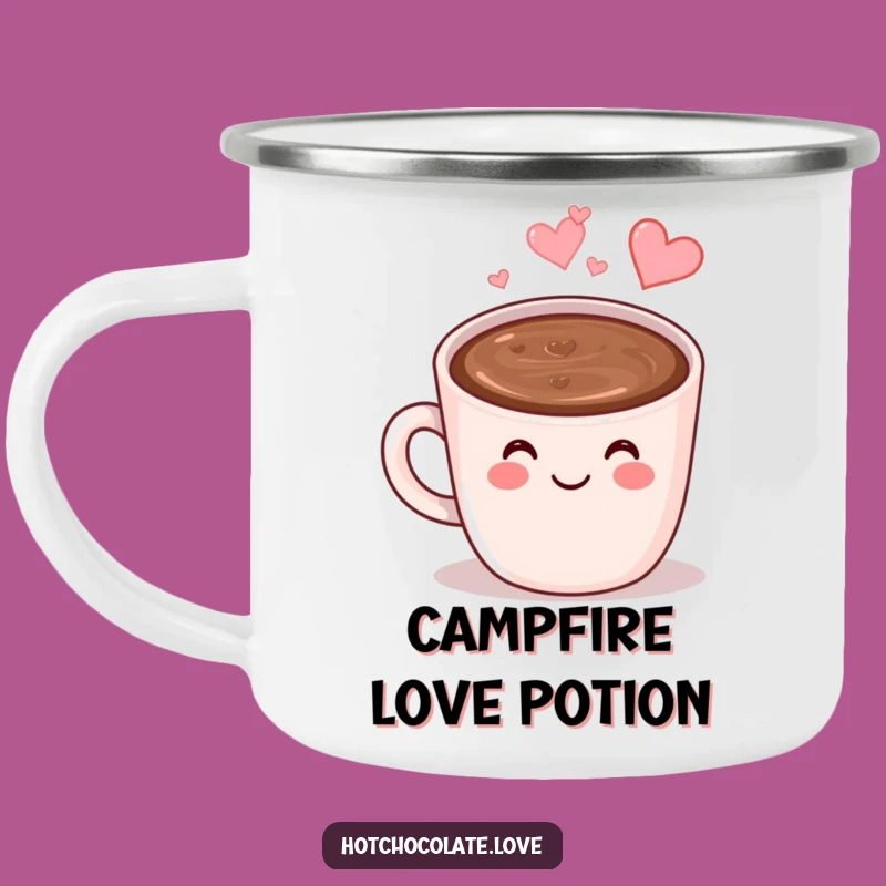 Funny Hot Chocolate Camping Mug: Cozy Mug, Heart Steam, Outdoor Gift