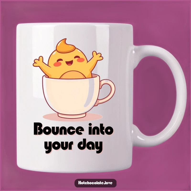 Funny Bouncing Caramel Blob in Mug - Joyful Cartoon Coffee Cup Gift