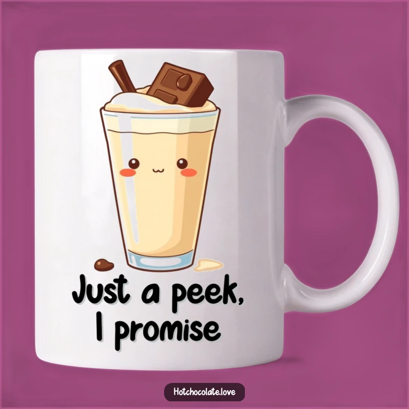 Funny Curious Chocolate Chip Mug: A Playful Peek into Your Rich Hot Beverage