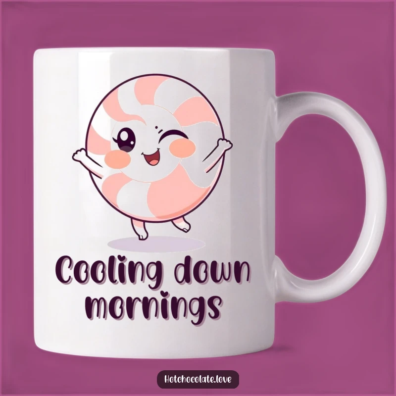 Funny Peppermint Spin Mug: Winking Character Doing a Cheerful Spin, Perfect Funny Gift for Refreshment