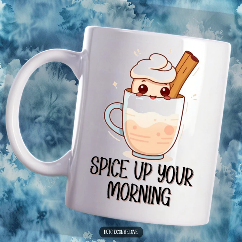 Funny mug: A cute cinnamon stick character standing proudly in a warm drink. Cozy and charming design.