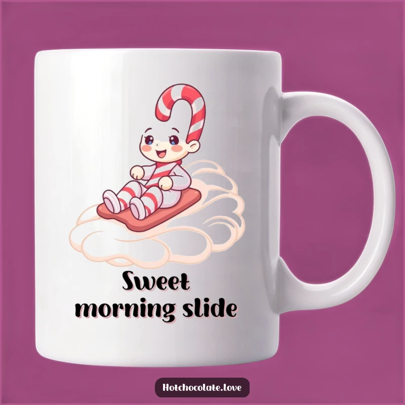 Funny Candy Cane Sliding Down Whipped Cream Mug - Holiday Cheer Gift