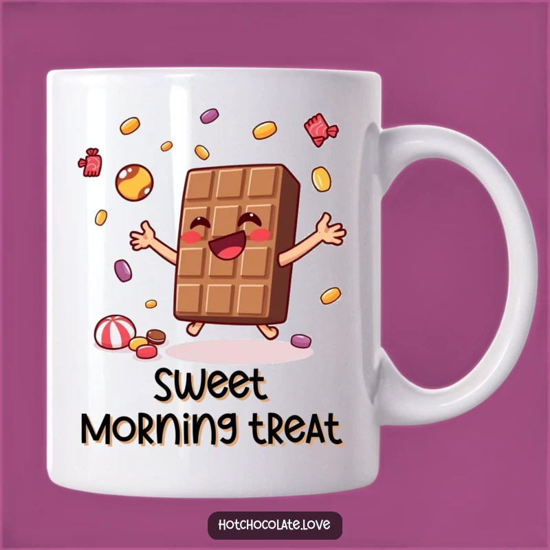 Funny Chocolate Bar Mug: Juggling Candies Gift, Perfect for Sweet Mornings