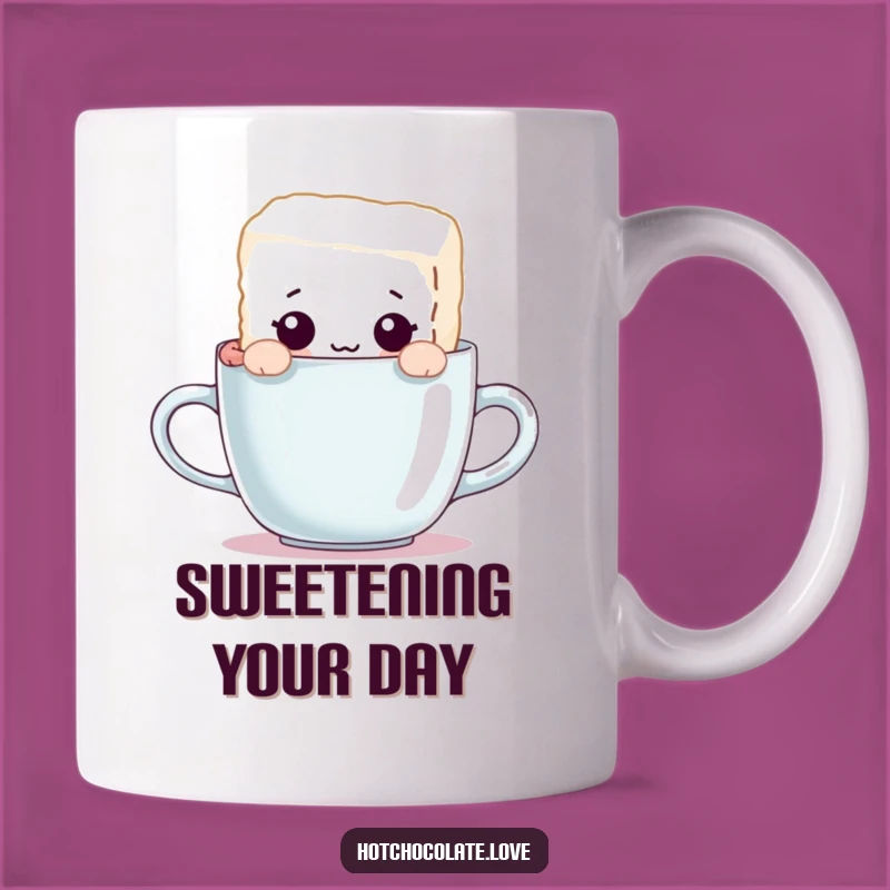 Funny Sugar Cube Mug: Curious Character Peeking Over Rim, Perfect Funny Gift for Coffee Addicts