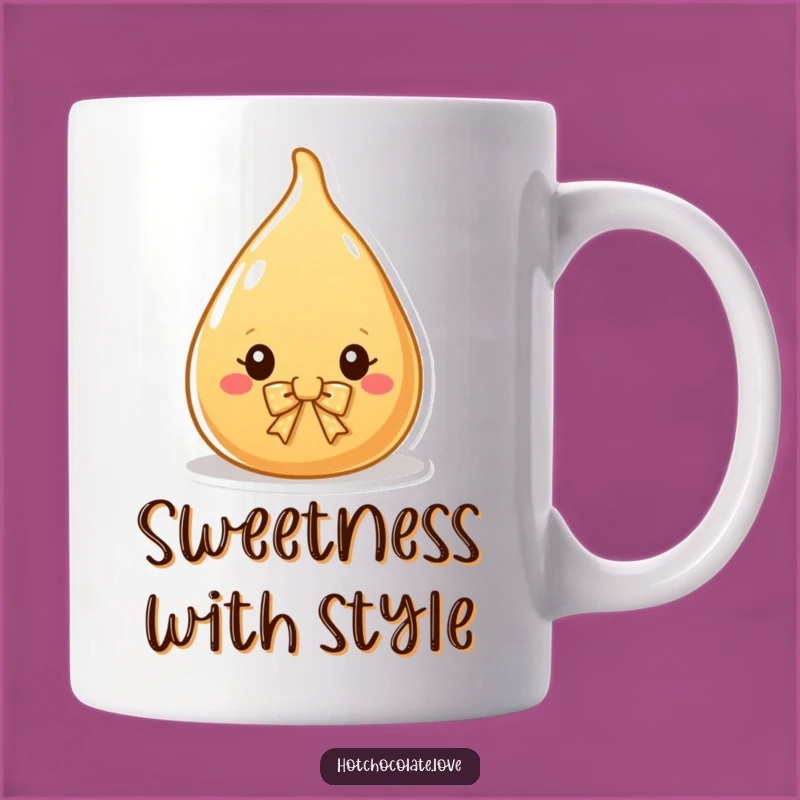 Funny Caramel Drop Mug: Charming Bow Design, Sweet Gift for Coffee Lovers