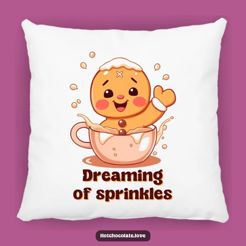 Funny Gingerbread Pillow: Cozy Cushion with Hilarious Cocoa Splasher