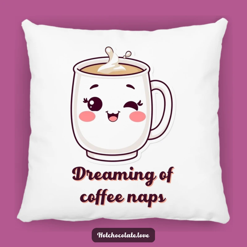 Funny Bubbling Mug Pillow: Content Winking Character Comfort