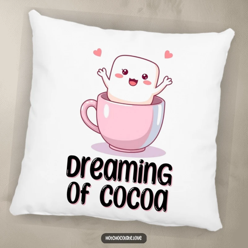 Funny Marshmallow Pillow with a happy, waving marshmallow, offering comfort and charming sweetness.