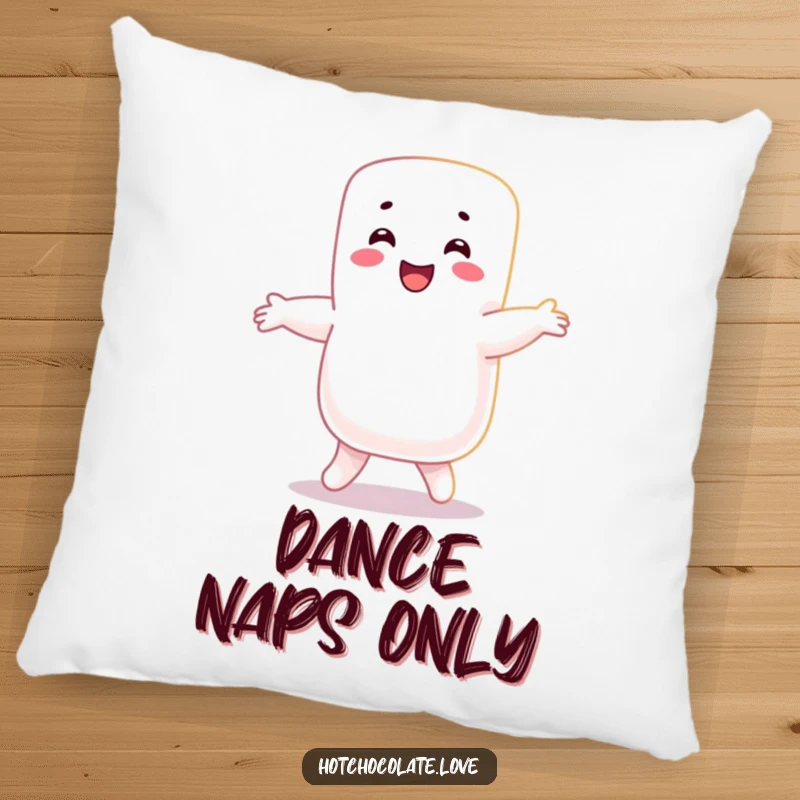 Funny Marshmallow Pillow: A happy marshmallow person is shown doing a joyful dance, adding a touch of sweetness and comfort.