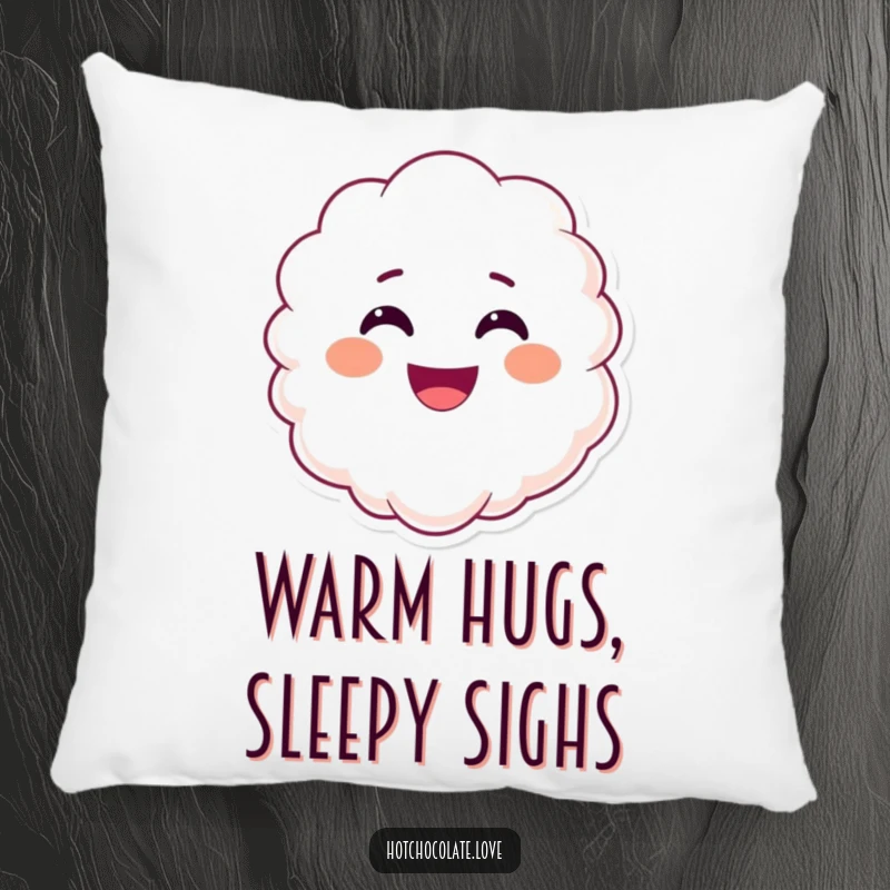 Funny smiling steam pillow, depicted with a happy face, offering cozy comfort and cheerful warmth.