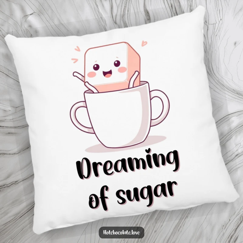 Funny Pillow showcasing a playful sugar cube in mid-jump, perfect for adding a soft touch and a burst of sweet energy.