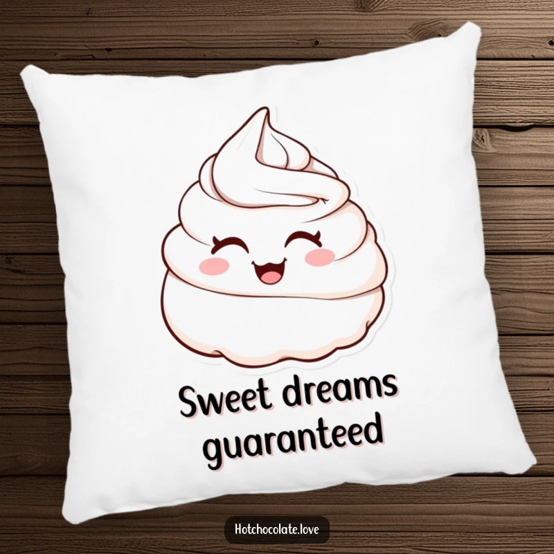 Funny pillow featuring a plush whipped cream dollop winking playfully, offering cozy comfort with a sweet and humorous dessert theme.