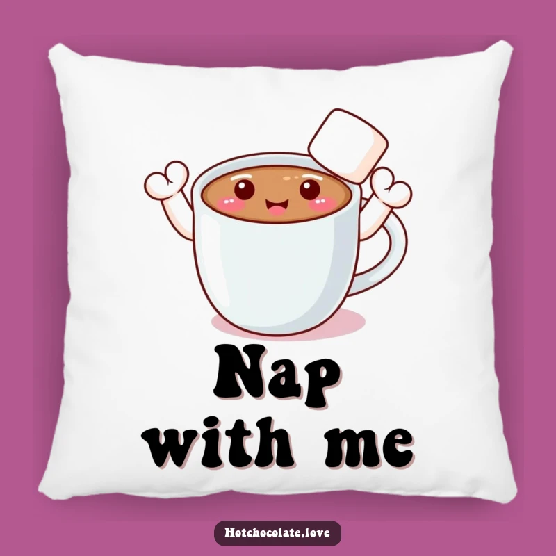 Funny Hot Chocolate Pillow: Waving Marshmallow Arms for Cozy, Humorous Accent Decor Gift