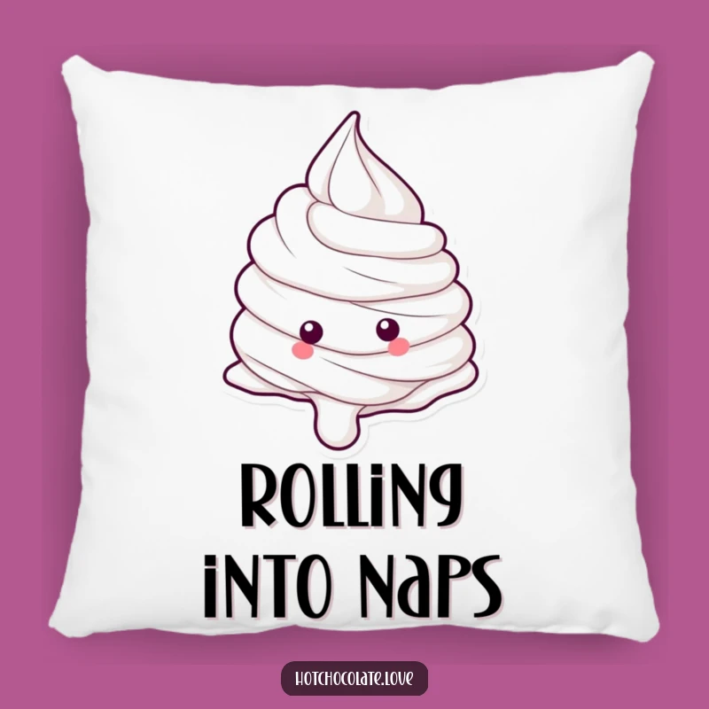 Funny Whipped Cream Dollop Rolling Down Pillow - Comfy & Hilarious Decor Gift
