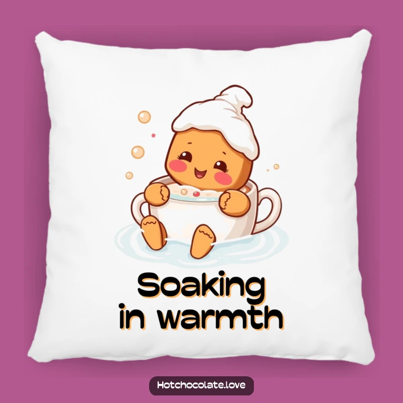 Cozy Funny Gingerbread Hot Chocolate Pillow - Snuggle Up with Sweetness