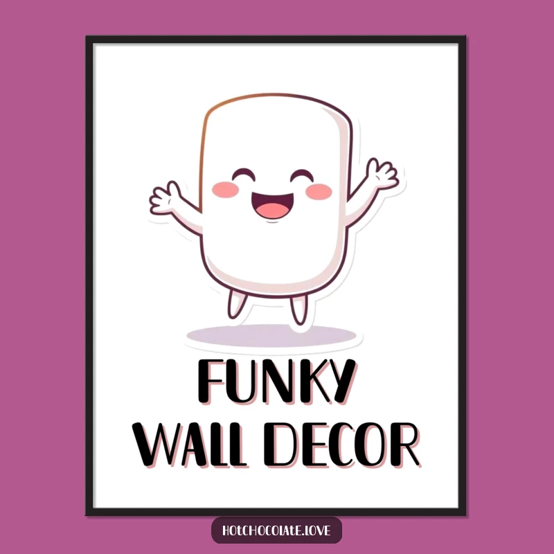 Funny Marshmallow Dance Print: Silly Sweet Digital Art, Perfect Gift