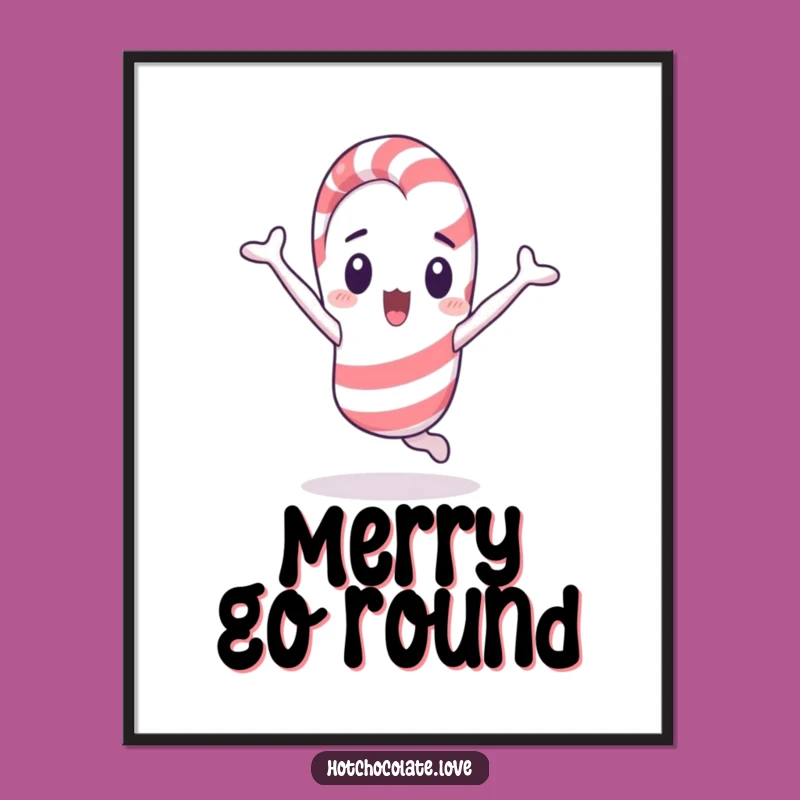 Funny Candy Cane Cartwheel Digital Art: Instant Surprise Download, Unique Funny Gift