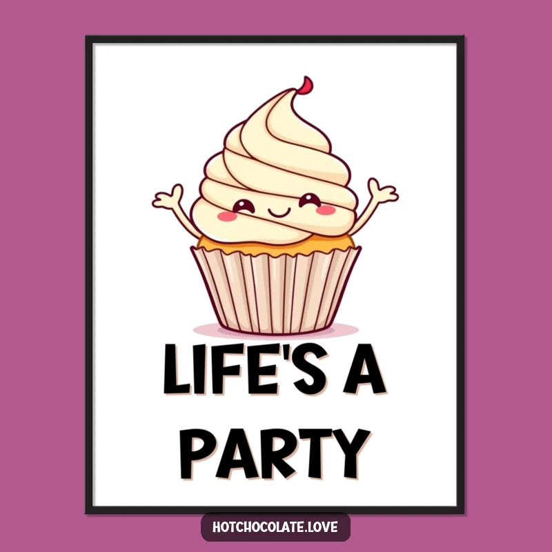 Funny Cupcake Digital Art: Dancing Treat, Instant Cheerful Decor, Perfect Gift