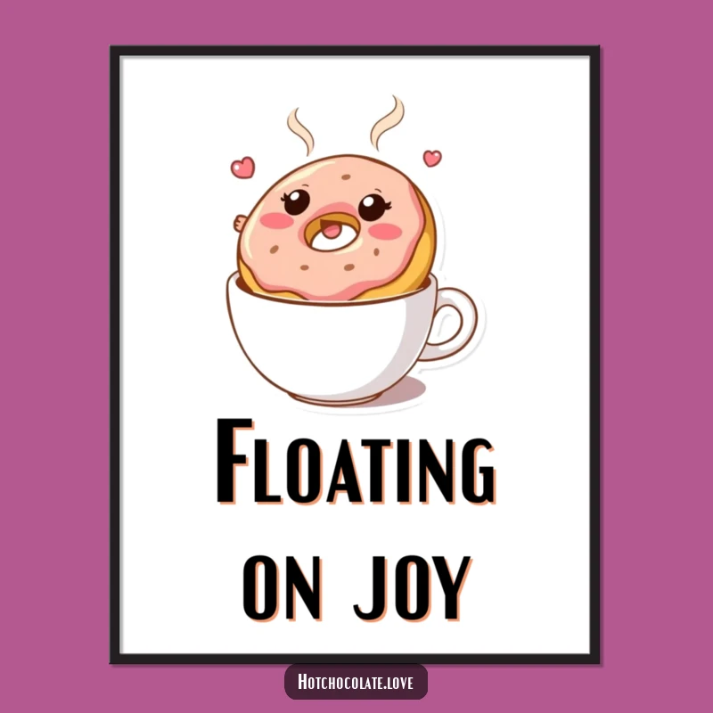 Funny Donut Digital Art: Bouncy Character Hot Chocolate Decor