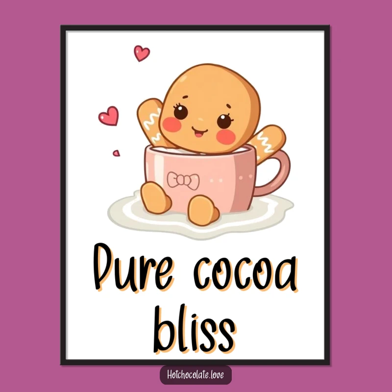 Funny Gingerbread Digital Art: Hot Chocolate Swim - Instant Download