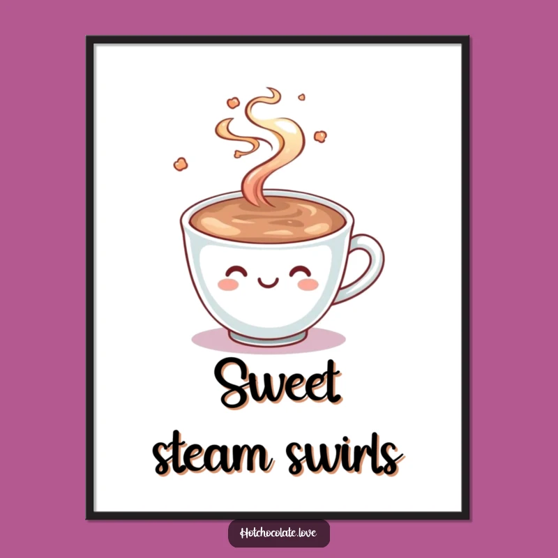 Funny Hot Chocolate Digital Print: Smiling Cocoa Cup Art Funny Gift