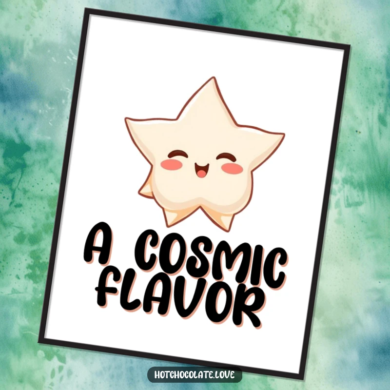 Funny digital art print of a proud star anise floating serenely, offering instant calm humor and spice for any display.