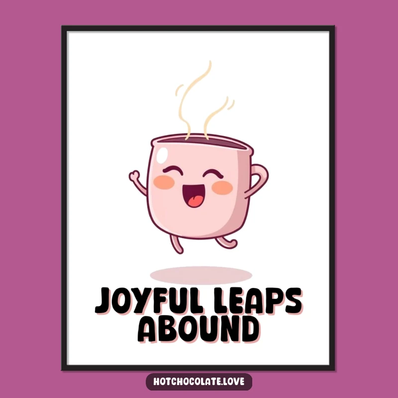 Funny Steaming Mug Joyful Jump Digital Print - Instant Humorous Decor Download!