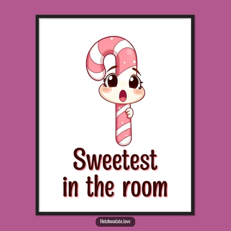 Funny Surprised Candy Cane Digital Print: Instant Download Of Hilarious Holiday Wall Art Gift