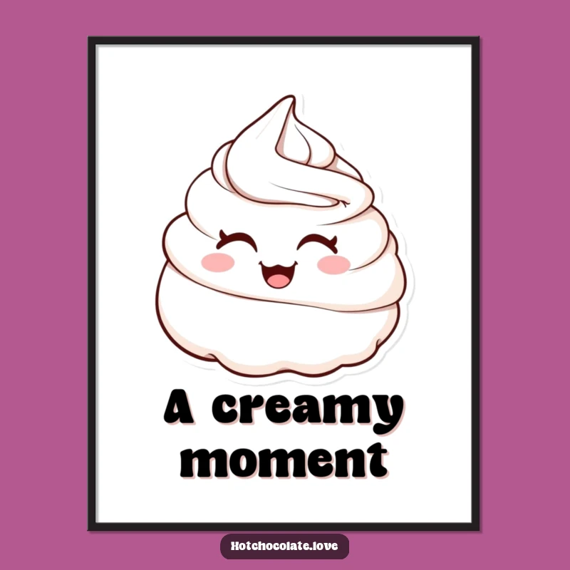 Funny Winking Whipped Cream Dollop Digital Art - Instant Hilarious Dessert Decor