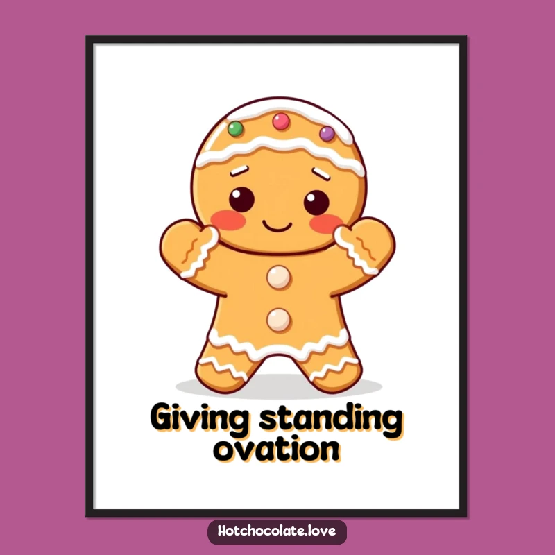 Funny Gingerbread Digital Art: Clapping Cookie, Instant Festive Decor, Perfect Gift