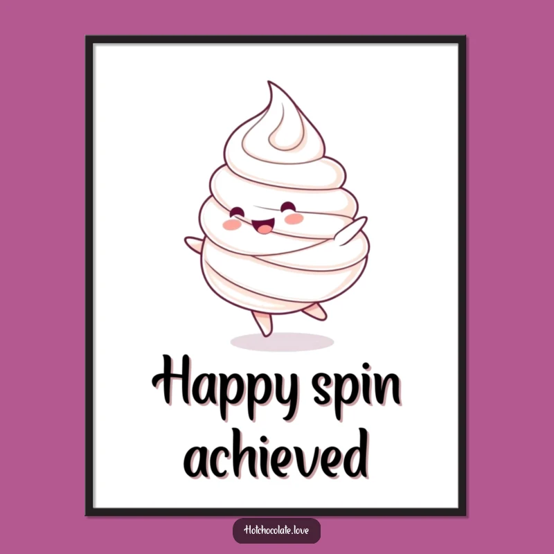 Funny Whipped Cream Digital Art: Happy Spin Dollop Character Decor