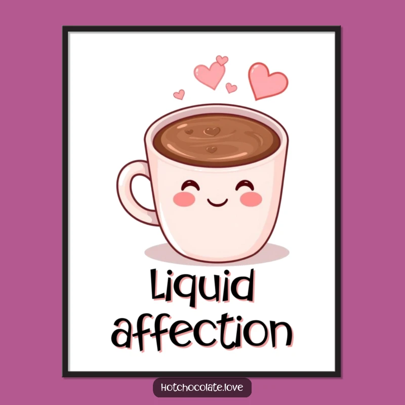 Funny Hot Chocolate Digital Art: Smiling Mug Design, Heart Steam, Instant Gift