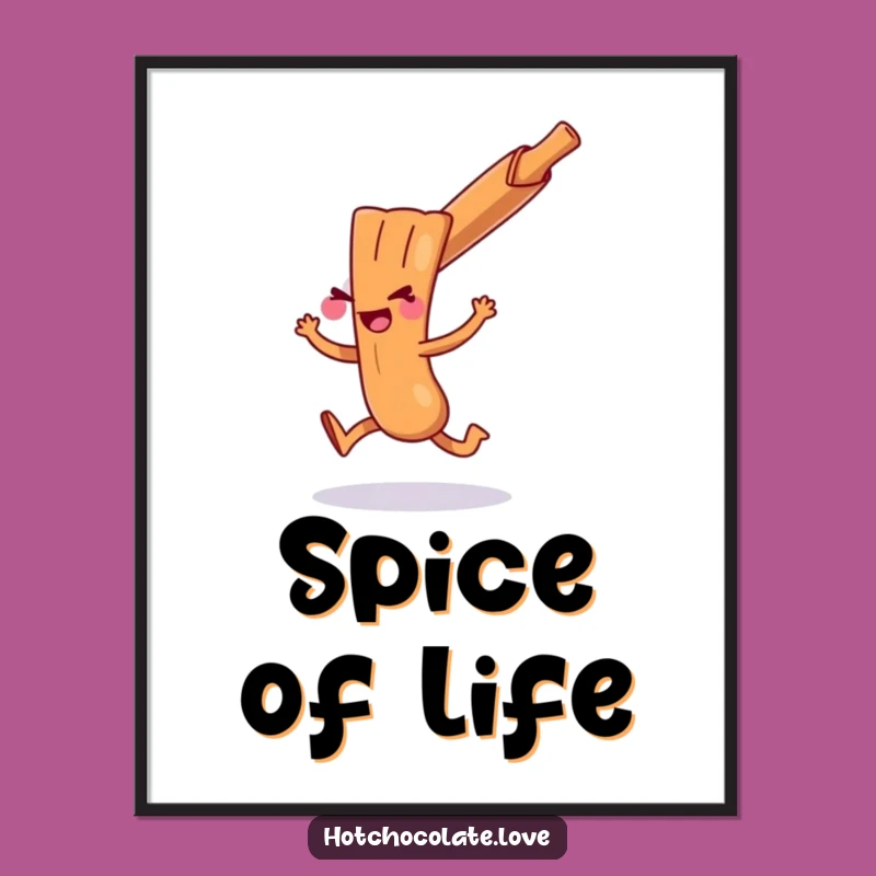 Funny Cinnamon Stick Hop Digital Print: Instant Download Of Playful Spice Wall Art Gift