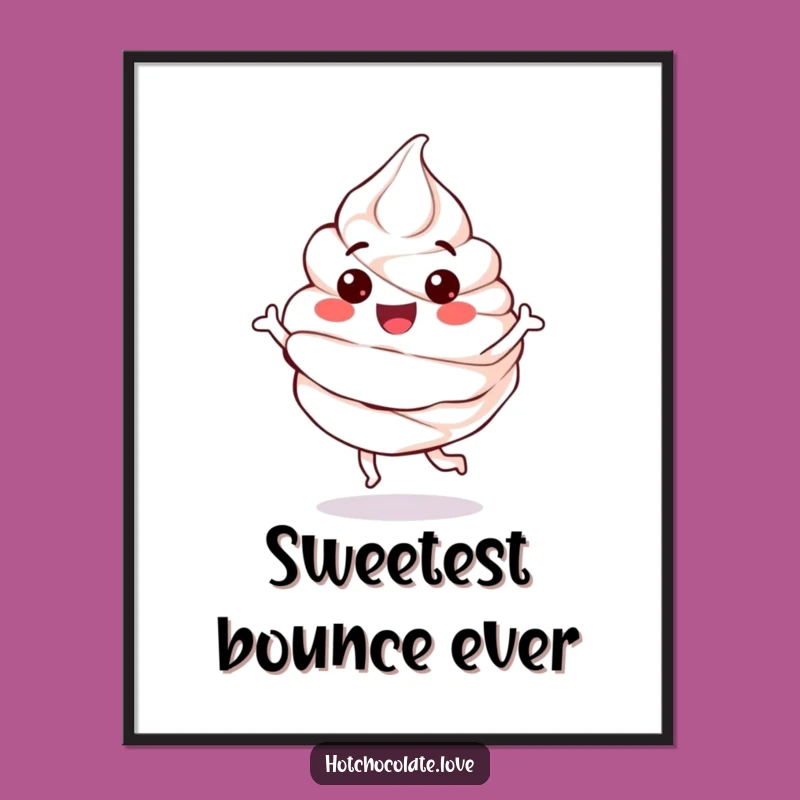Funny Whipped Cream Digital Art: Bouncing Dollop, Sweet Character, Instant Download