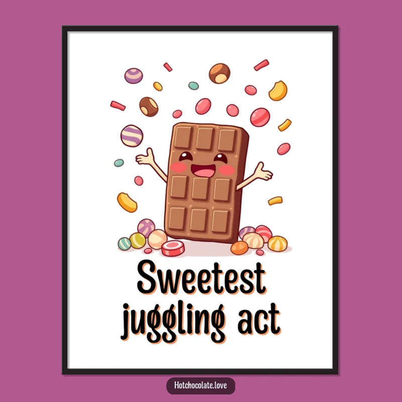 Funny Chocolate Bar Juggling Digital Print - Instant Sweet Wall Decor!