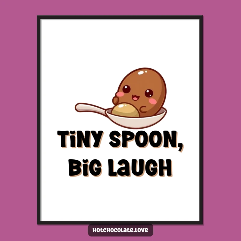 Funny Giggling Cocoa Bean Spoon Digital Art - Instant Joyful Decor Gift