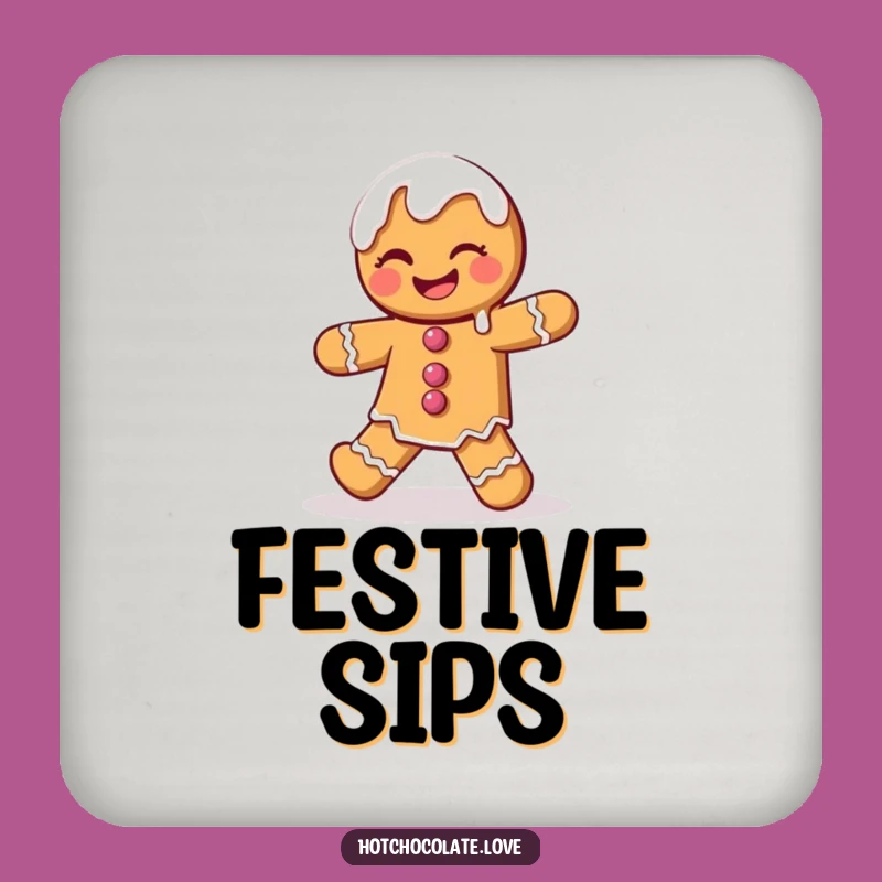 Funny Gingerbread Man Coaster: Dancing Icing Design, Protect Surfaces Festively