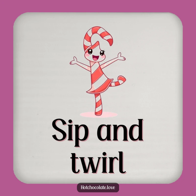 Funny Candy Cane Coaster: Pirouette Design, Protect Surfaces Festively