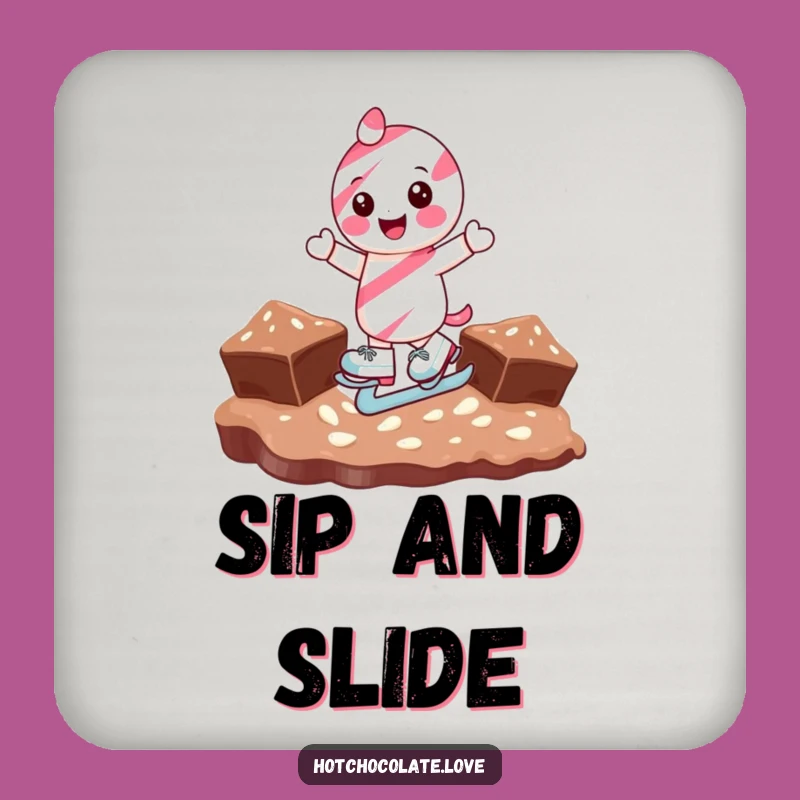 Funny Candy Cane Ice Skating Drink Coaster: Protect Surfaces with Style