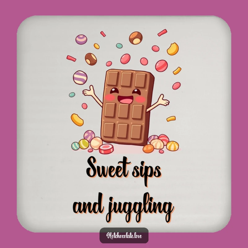 Funny Chocolate Bar Juggling Coaster - Protect Surfaces with Sweet Humor!