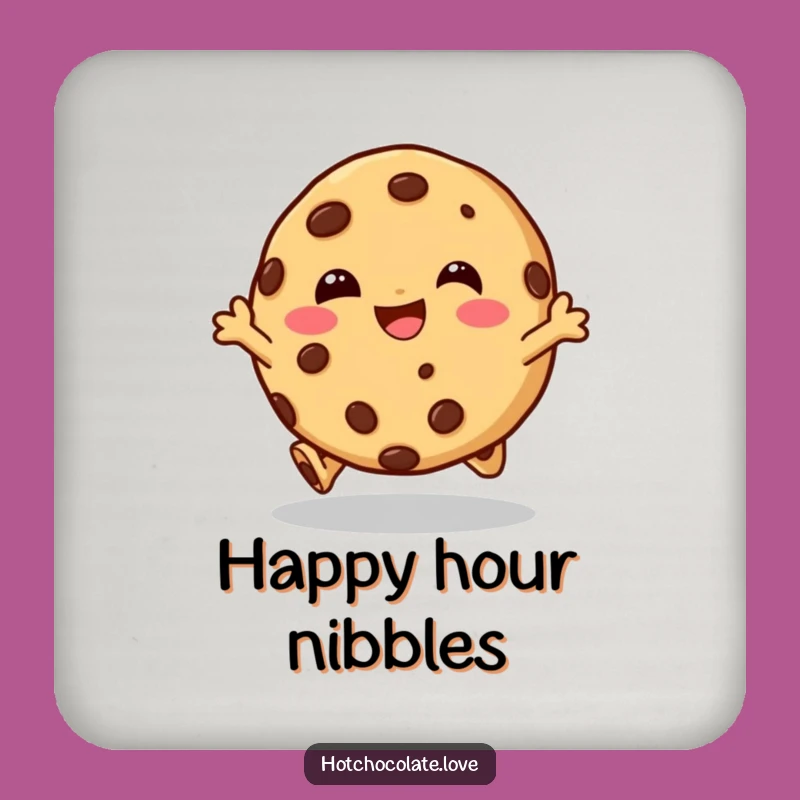 Funny Cookie Hop Drink Coaster: Giggling Character Hopping, Protects Surfaces with Sweet Humor