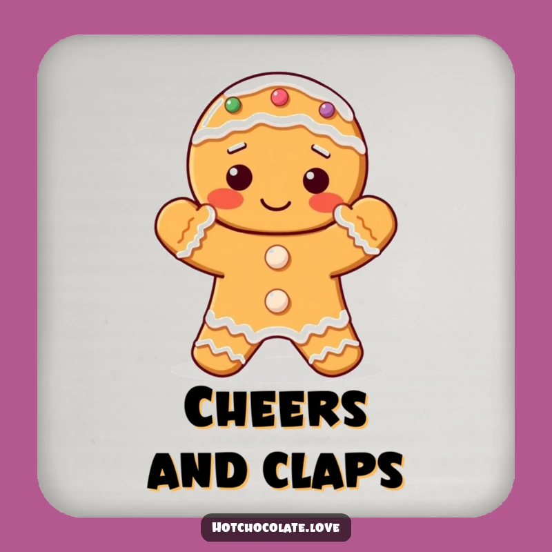 Funny Gingerbread Coaster: Clapping Cookie, Protect Surfaces, Perfect Gift