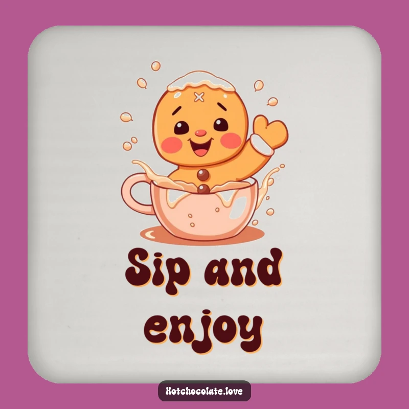 Funny Gingerbread Coaster: Protect Surfaces with Hilarious Cocoa Splashing Art