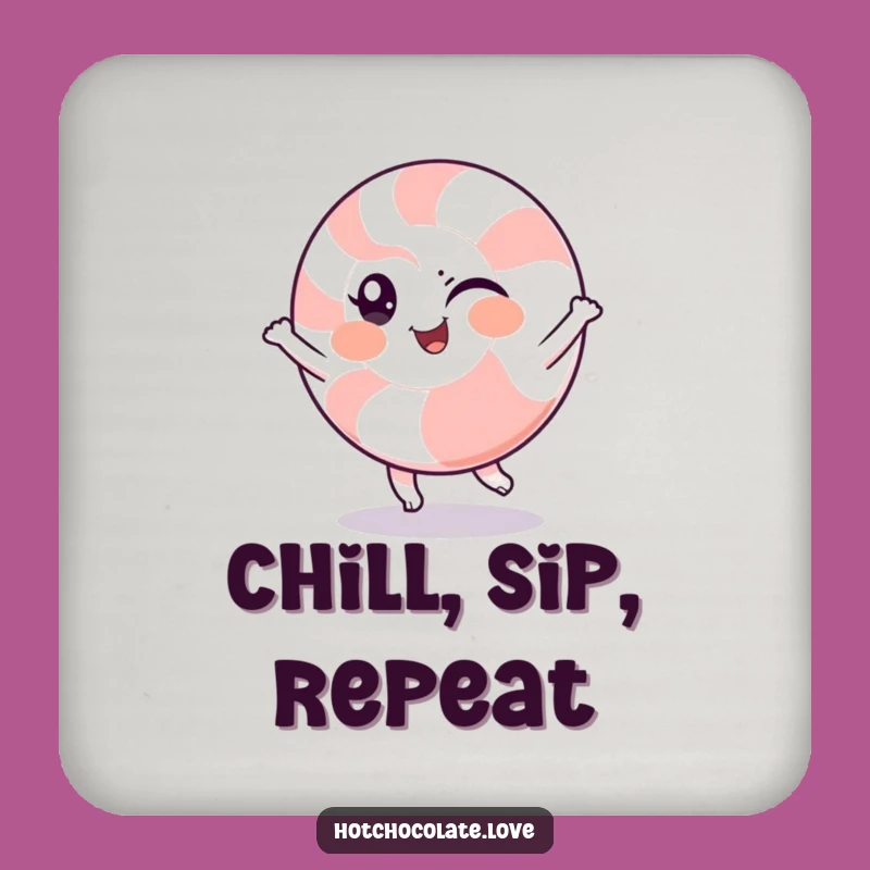 Funny Peppermint Spin Drink Coaster: Winking Character Spinning, Protects Surfaces with Cool Humor